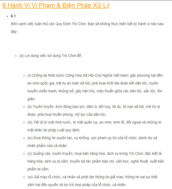 Thỏa thuận người dùng PUBG Mobile VNG 3