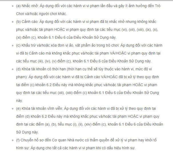 Thỏa thuận người dùng PUBG Mobile VNG 4