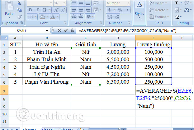 Cách dùng hàm AVERAGEIFS trên Excel - Ảnh minh hoạ 3