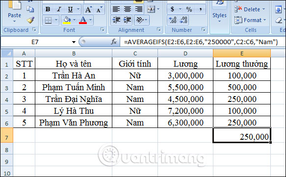 Cách dùng hàm AVERAGEIFS trên Excel - Ảnh minh hoạ 5