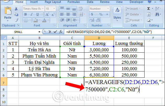 Cách dùng hàm AVERAGEIFS trên Excel - Ảnh minh hoạ 8