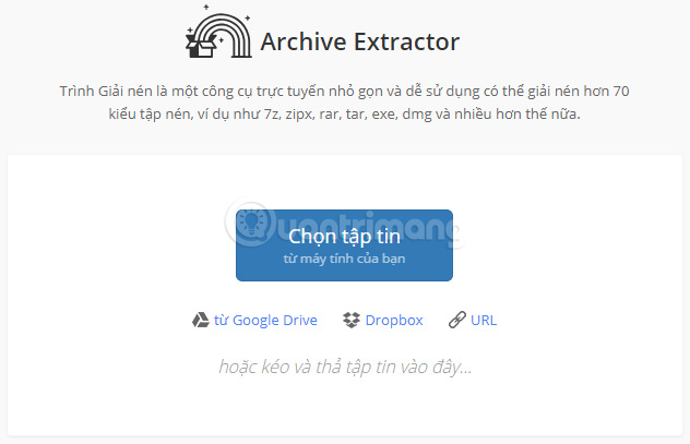 Giải nén file RAR bằng extract.me