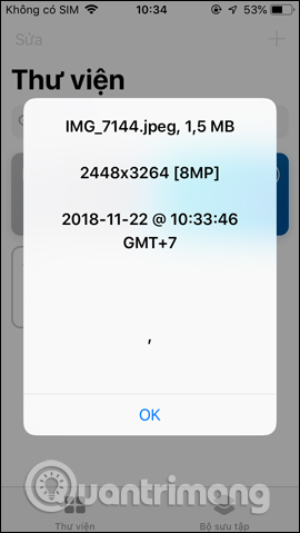 Thông tin ảnh đã xóa