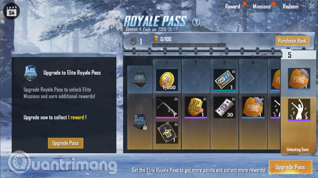 Hệ thống Royale Pass Season 4 PUBG Mobile
