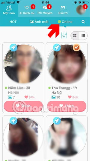 Danh sách người đang online YmeetMe