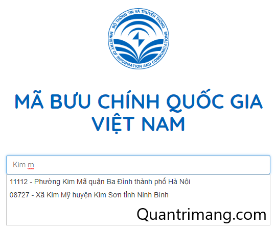 Tra mã bưu chính của địa chỉ cụ thể