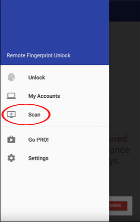 Chọn Scan Remote Fingerprint Unlock