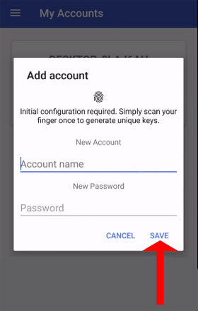 Ghi thông tin Account máy tính và lưu lại Remote Fingerprint Unlock