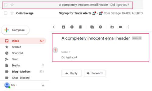 Tên email gửi đi sẽ trắng xóa