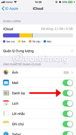 Turn off iCloud Contacts Sync