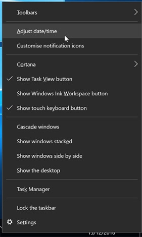 Thay đổi thiết lập thời gian của máy tính