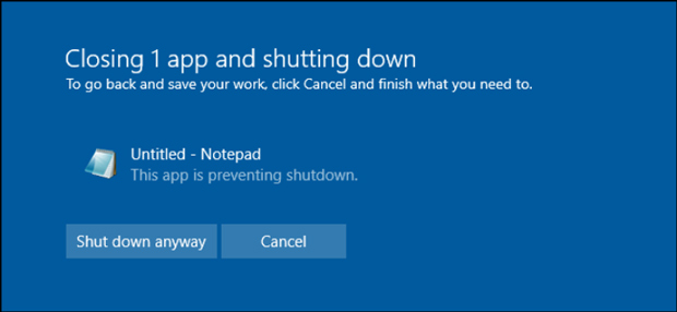 This app is preventing shutdown