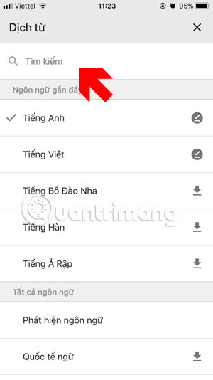 Chọn ngôn ngữ Google Dịch