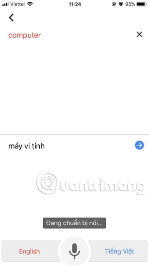 Nói từ hoặc câu muốn dịch trong Cuộc trò chuyện Google Dịch