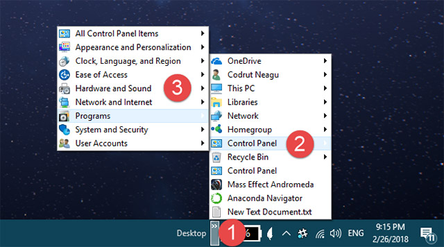 Thao tác này sẽ giúp gắn thêm một thanh công cụ Desktop vào bên phải của thanh tác vụ