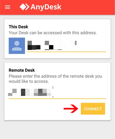 Nhập địa chỉ tại mục Remote Disk do AnyDesk Remote trên ứng dụng dành cho điện thoại cung cấp cho máy tính