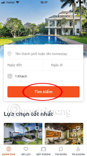 Giao diện chính Luxstay