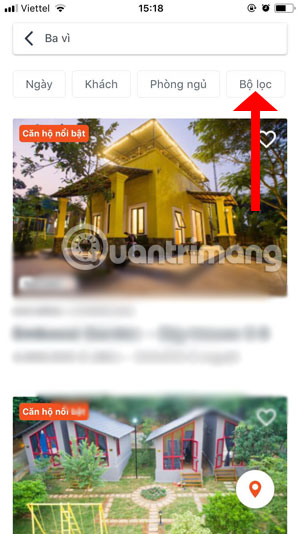 Chọn bộ lọc Homestay trên Luxstay