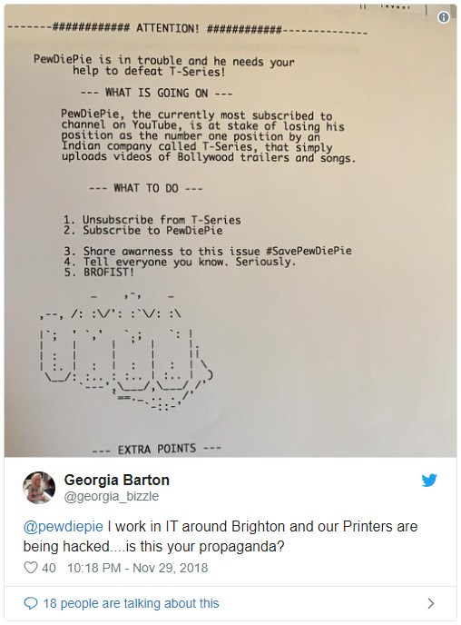 Người dùng phản ánh về việc máy in của họ tự động in ra thông điệp kỳ lạ