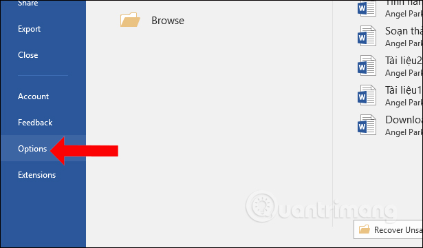 Nhấn Options