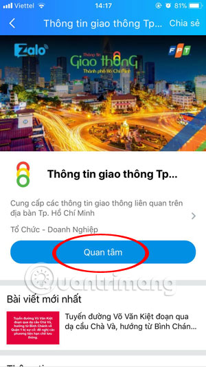 Giao diện trang Thông tin giao thông TpHCM