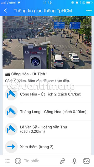 Danh sách camera giao thông Zalo ở gần bạn