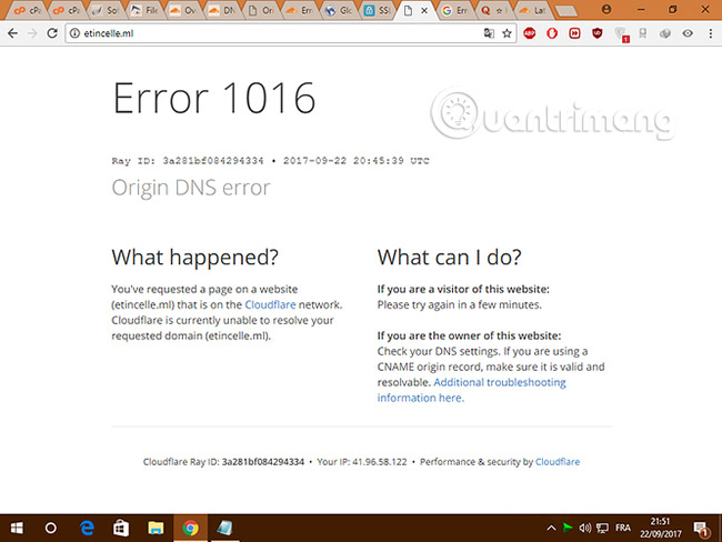 Khắc phục lỗi Error 1016 - Origin DNS error