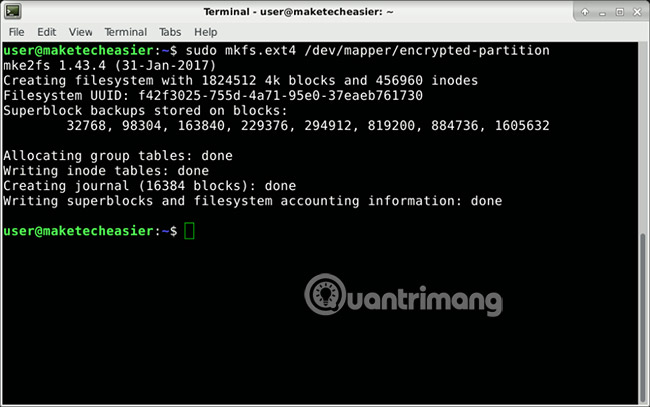 Tạo hệ thống file ext4