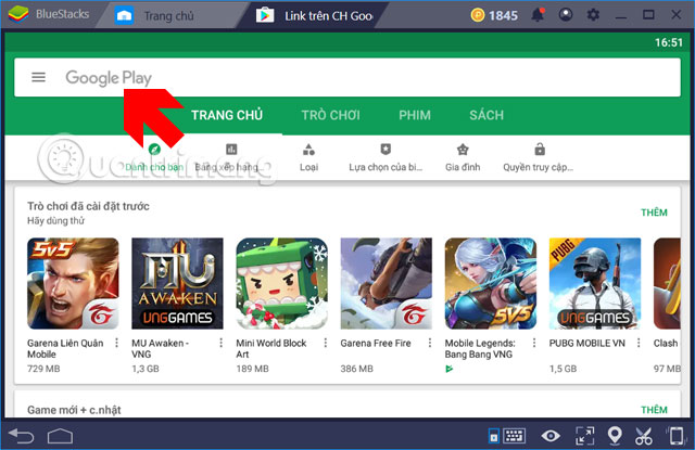 Khung tìm kiếm Google Play Stickman Hook