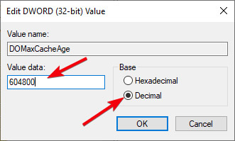 Bạn hãy nhập giá trị là 604800