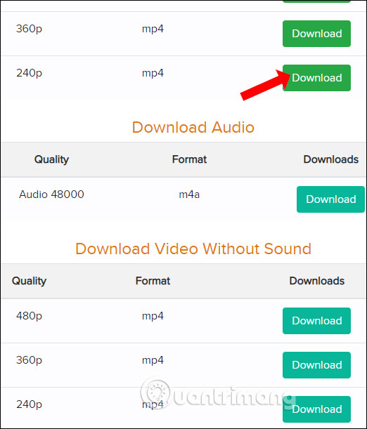 Lựa chọn video muốn tải