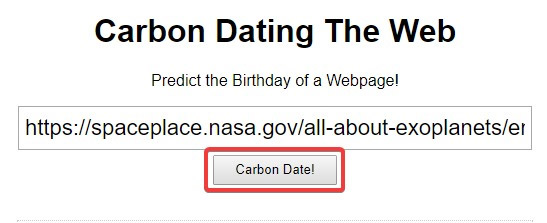 Dán URL của trang web được chỉ định vào hộp tìm kiếm và nhấp vào Ngày Carbon!