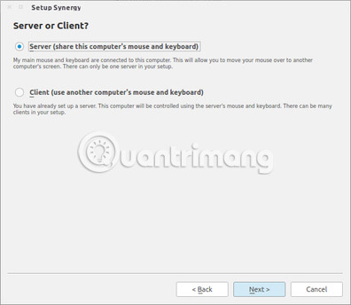 Chọn Server hoặc Client