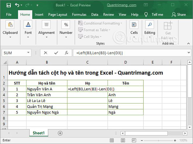 2 cách tách cột Họ và Tên trong Excel - Ảnh minh hoạ 4