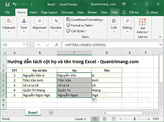 2 cách tách cột Họ và Tên trong Excel - Ảnh minh hoạ 6