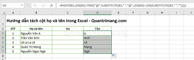2 cách tách cột Họ và Tên trong Excel - Ảnh minh hoạ 9