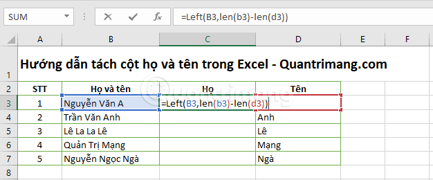 2 cách tách cột Họ và Tên trong Excel - Ảnh minh hoạ 10