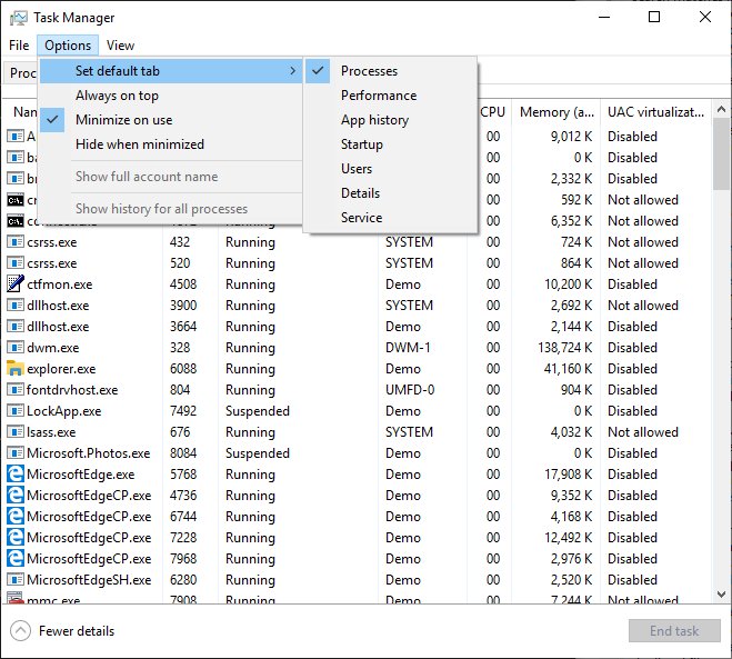 Thay đổi nhỏ trên Task Manager