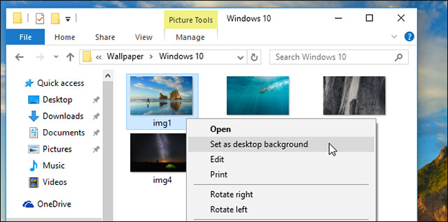 Bạn sẽ tìm thấy hình nền Windows 10 được đính kèm trong thư mục C:WindowsWeb trong File Explorer.
