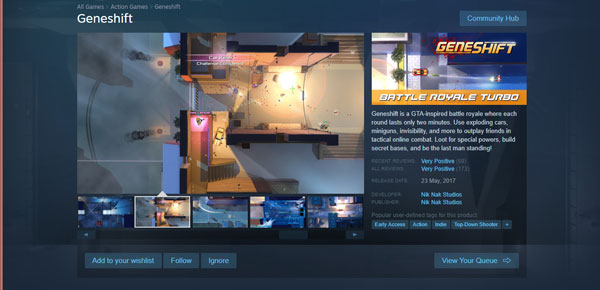 Hiện tại, tựa game Geneshift trị giá 10USD, đang được miễn phí trên Steam đến hết ngày 19/12