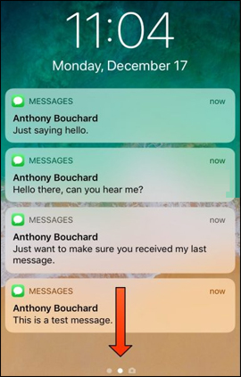 Vuốt xuống dưới màn hình