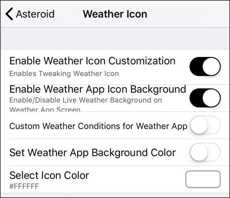 Chỉnh ứng dụng Live Weather 