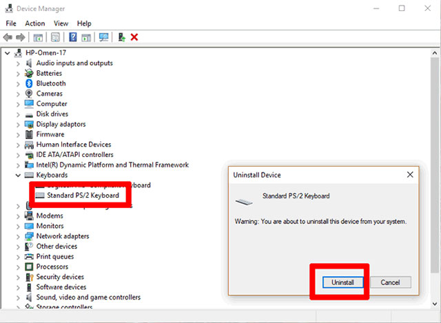 Cài đặt lại trình điều khiển bàn phím