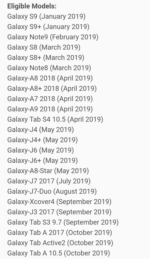 Lịch nâng cấp lên Android Pie cho các thiết bị Samsung