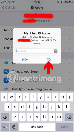 Điền mật khẩu để thoát