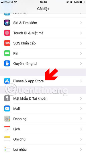 Chọn iTunes & App Store