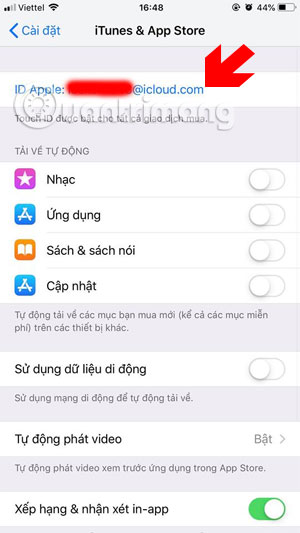 Bấm chọn tài khoản App Store