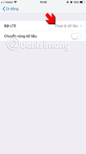 Chọn Bật LTE