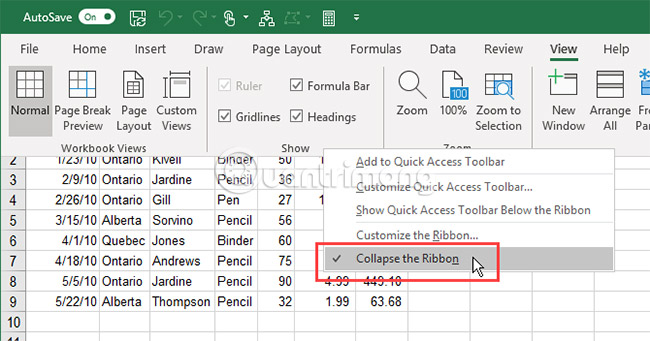 4 mẹo cần thiết để quản lý Ribbon Excel - Ảnh minh hoạ 5