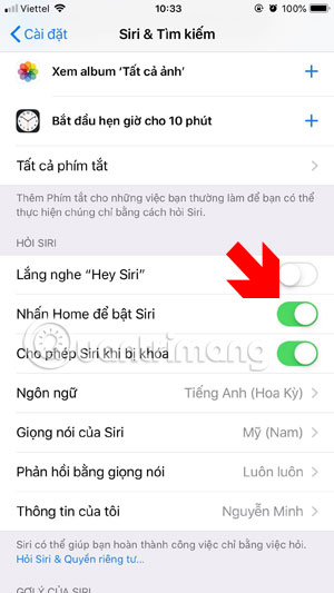 Bật Siri